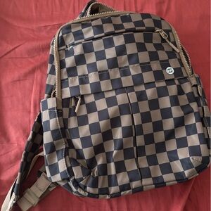 Iris and Rainbow Viral Chestnut Checkered Backpack with Tan and Black Design